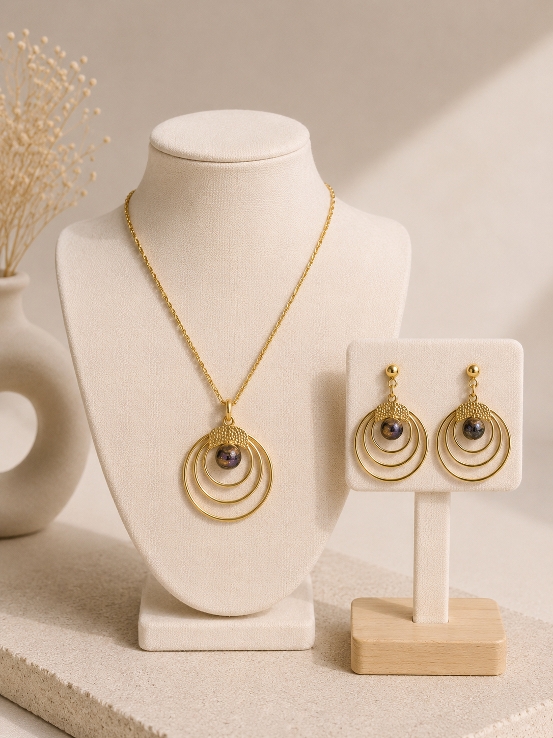 Conjunto Colar e Brincos Halo V