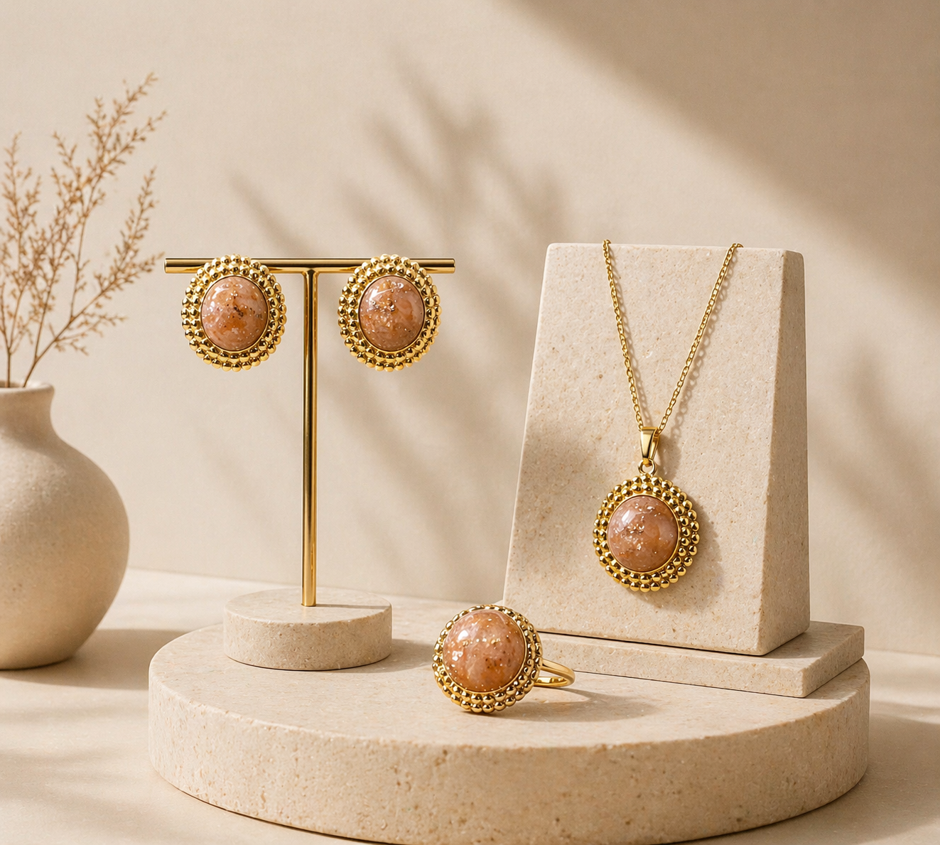 Conjunto Colar, Brincos e Anel Halo XII