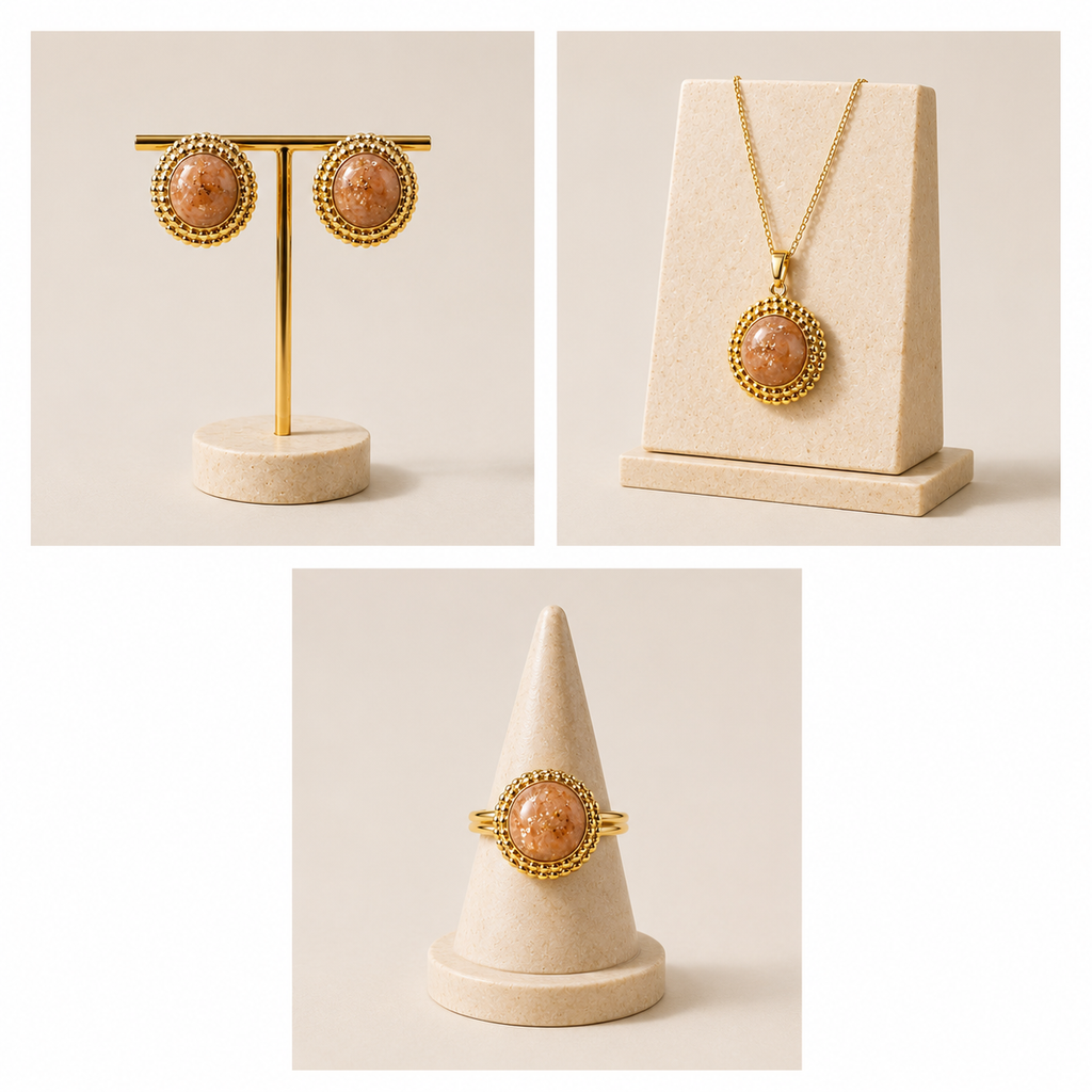 Conjunto Colar, Brincos e Anel Halo XII
