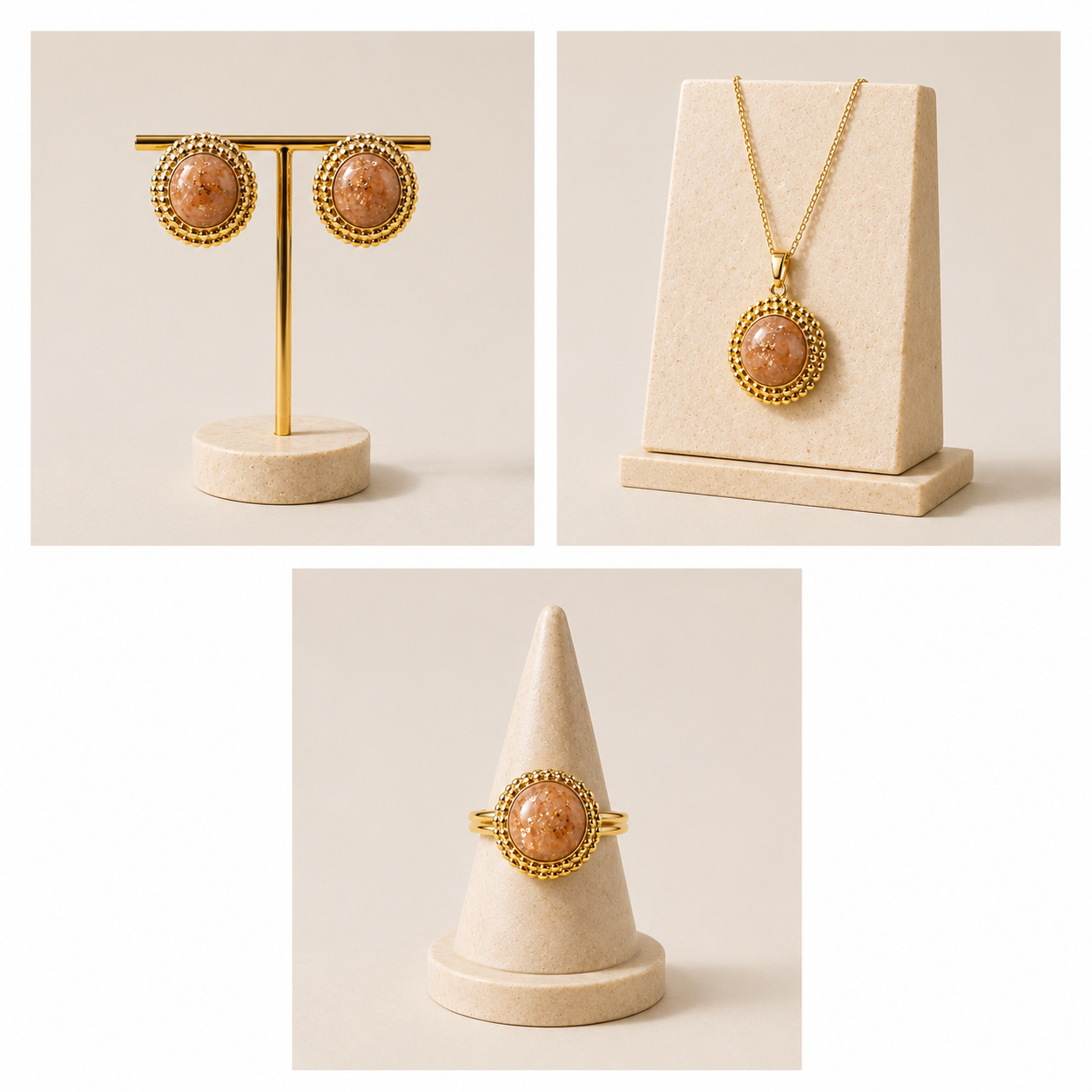 Conjunto Colar, Brincos e Anel Halo XII